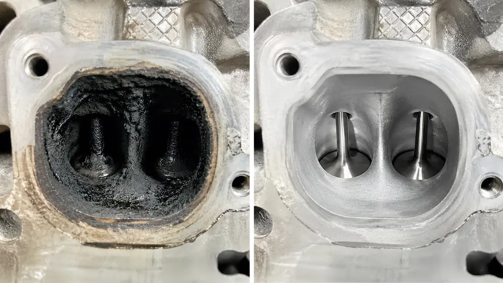 Впускные клапаны до и после очистки